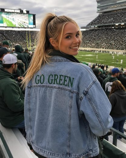 Personalized College Game Day Denim Jacket | Custom Embroidered Football Jean Jacket | School Spirit Jacket | Tailgate Outfit Gift