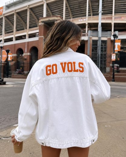 Personalized College Game Day Denim Jacket | Custom Embroidered Football Jean Jacket | School Spirit Jacket | Tailgate Outfit Gift