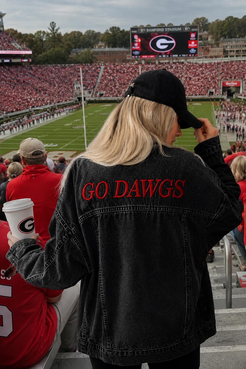 Personalized College Game Day Denim Jacket | Custom Embroidered Football Jean Jacket | School Spirit Jacket | Tailgate Outfit Gift