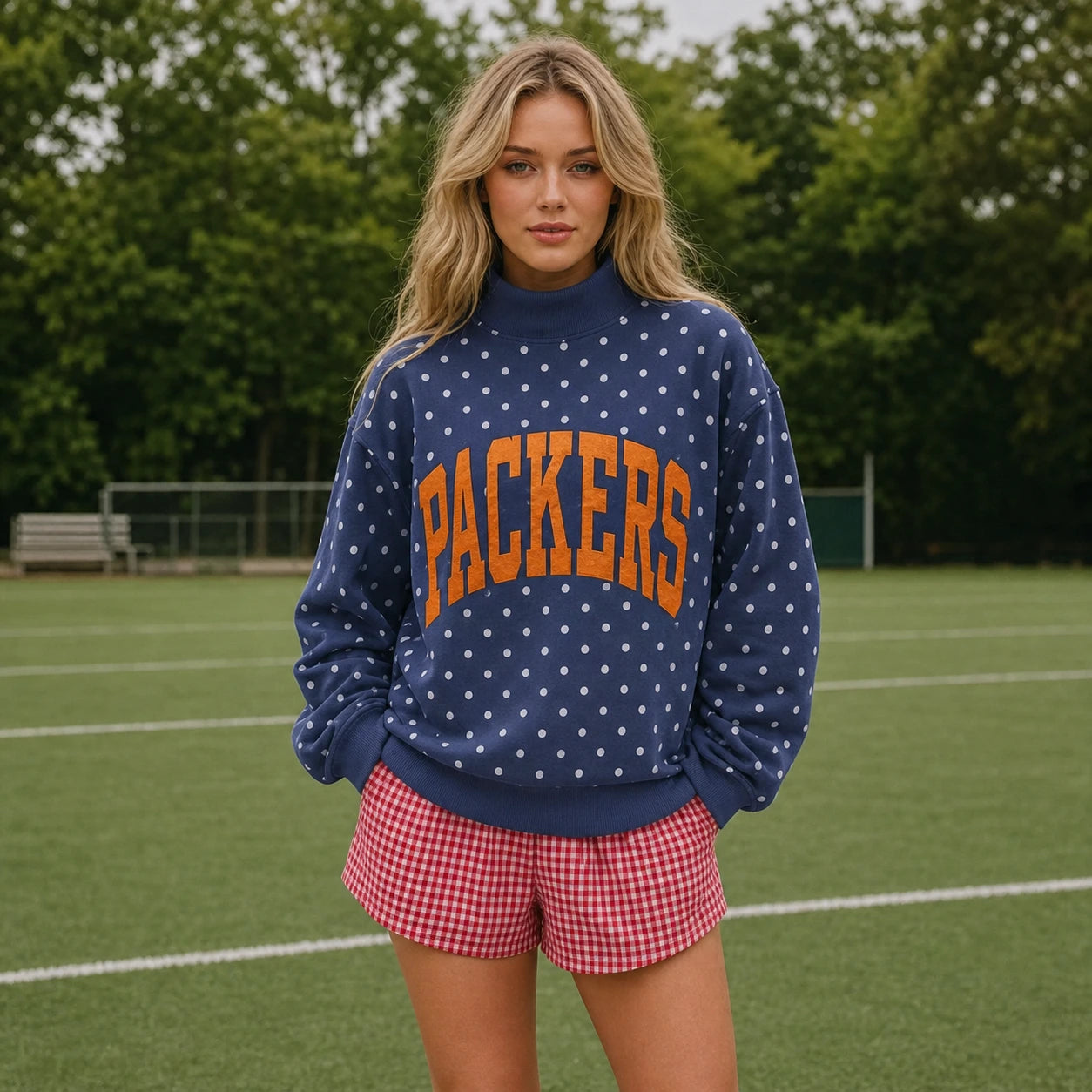 Custom College Print Team Name Stand-up Collar Polka Dot Sweatshirt | Sports Gifts | Game Day Wear