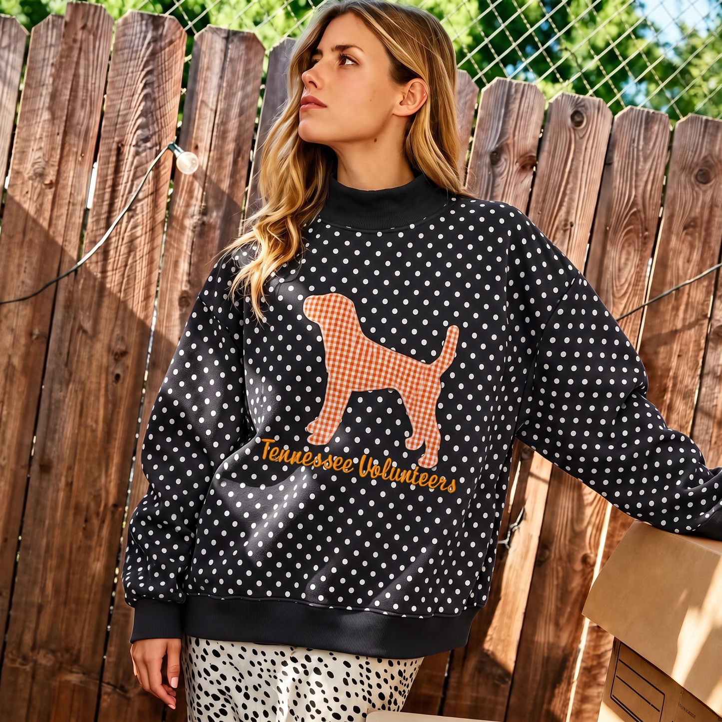 Custom Mascot Applique Patchwork Team Polka Dot Mocknec | Game Day Wear