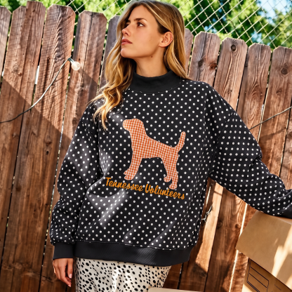Custom Mascot Applique Patchwork Team Polka Dot Mocknec | Game Day Wear