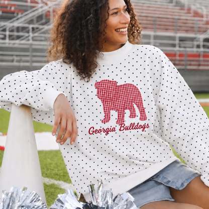 Custom Mascot Applique Patchwork Team Polka Dot Mocknec | Game Day Wear