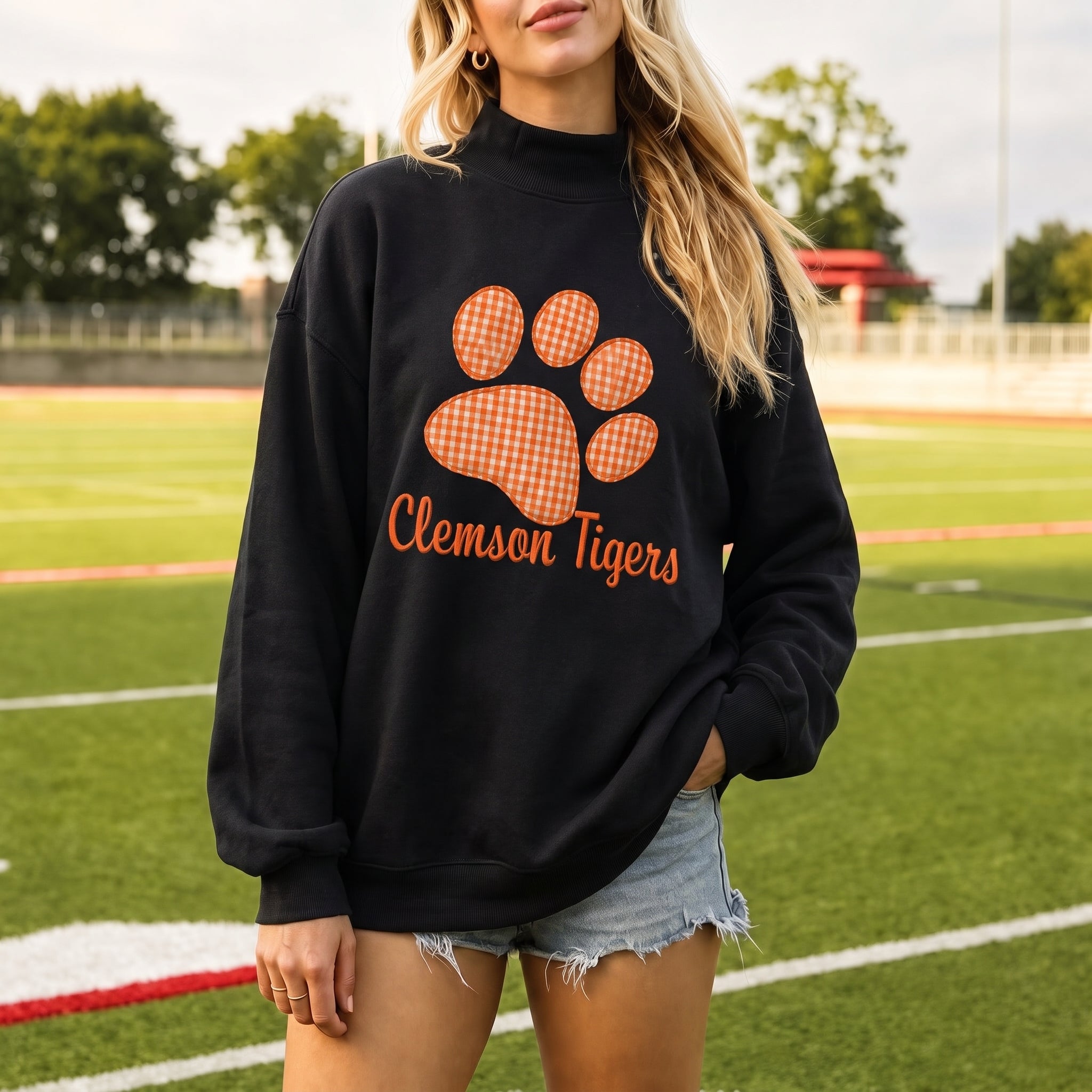 Custom Mascot Applique Patchwork Team Polka Dot Mocknec | Game Day Wear