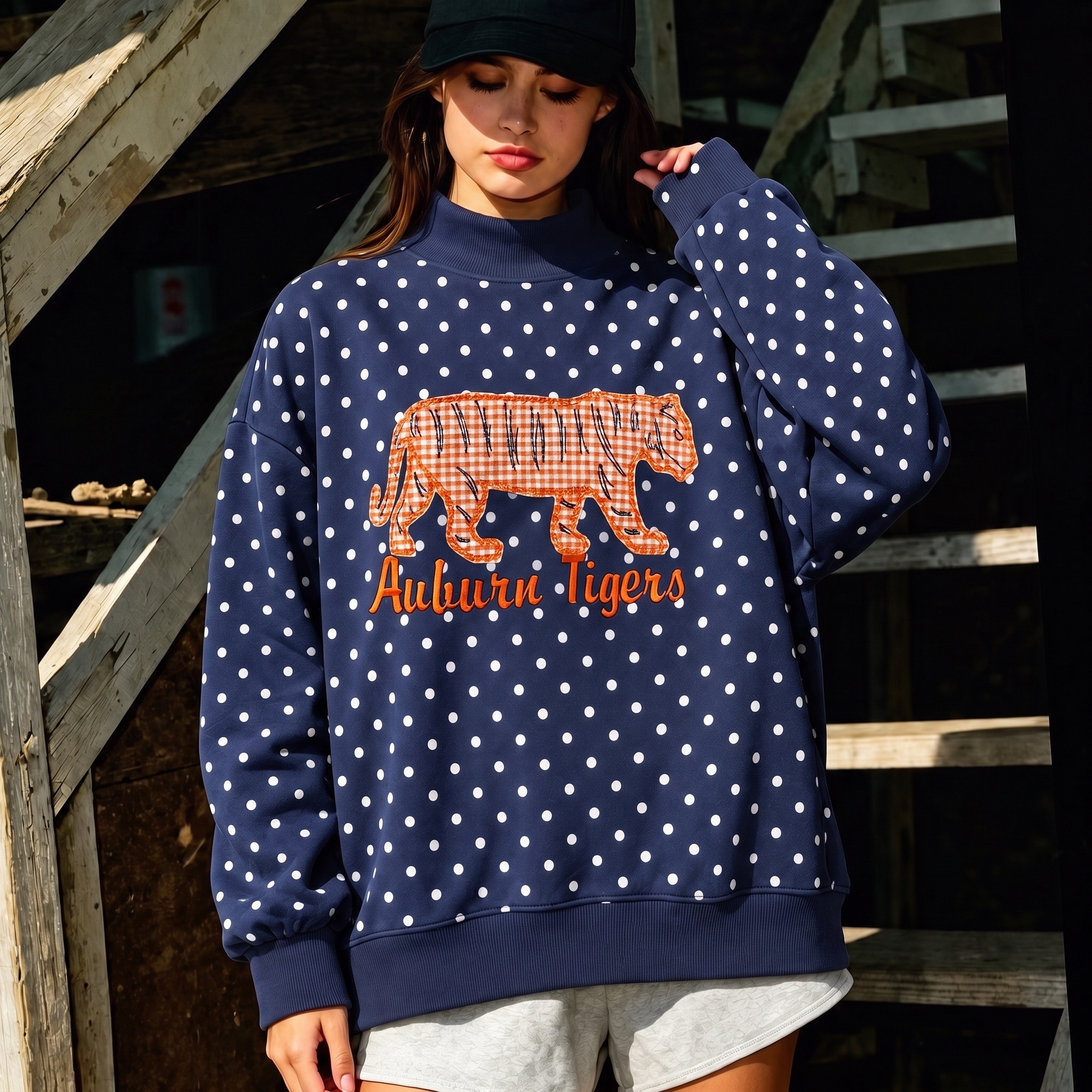 Custom Mascot Applique Patchwork Team Polka Dot Mocknec | Game Day Wear