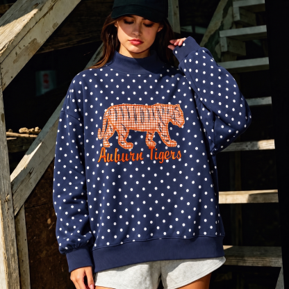 Custom Mascot Applique Patchwork Team Polka Dot Mocknec | Game Day Wear