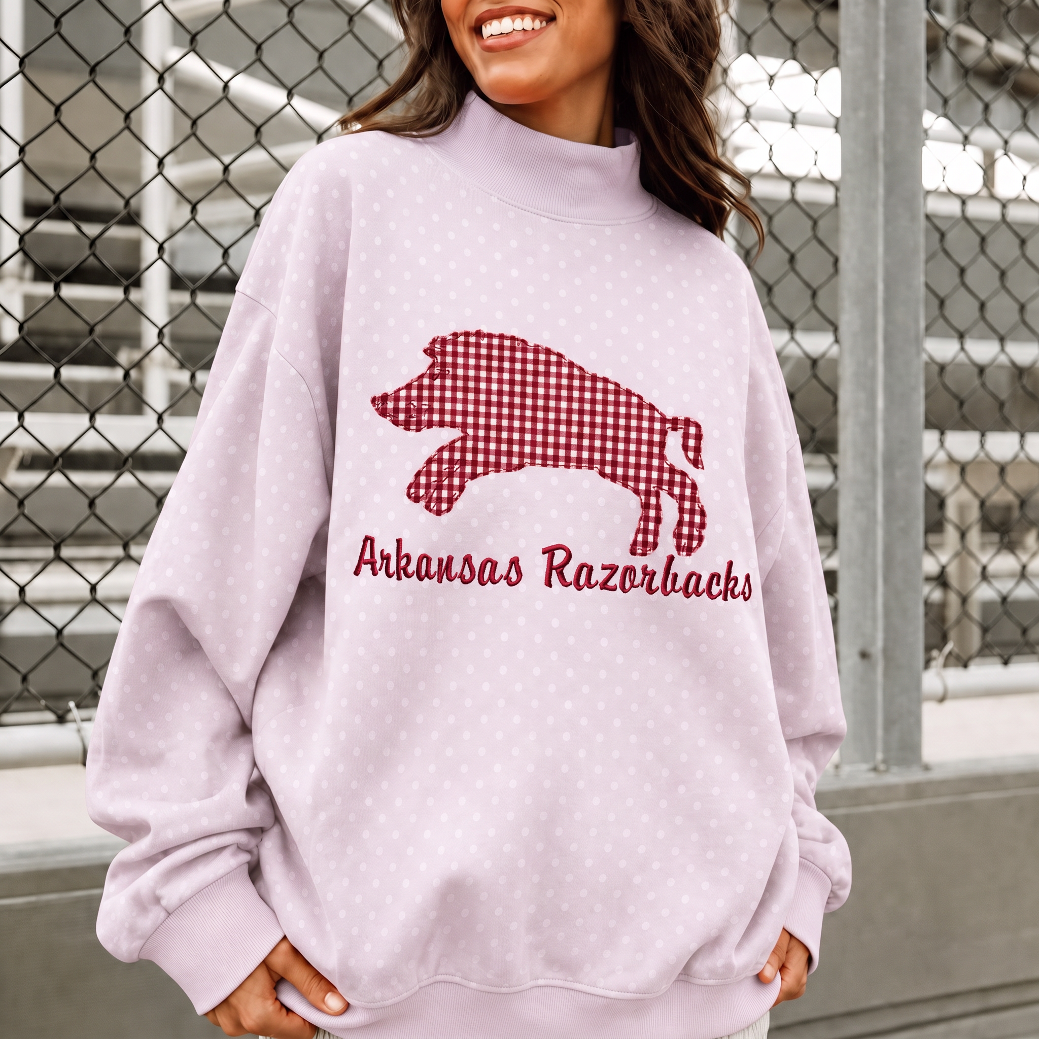 Custom Mascot Applique Patchwork Team Polka Dot Mocknec | Game Day Wear