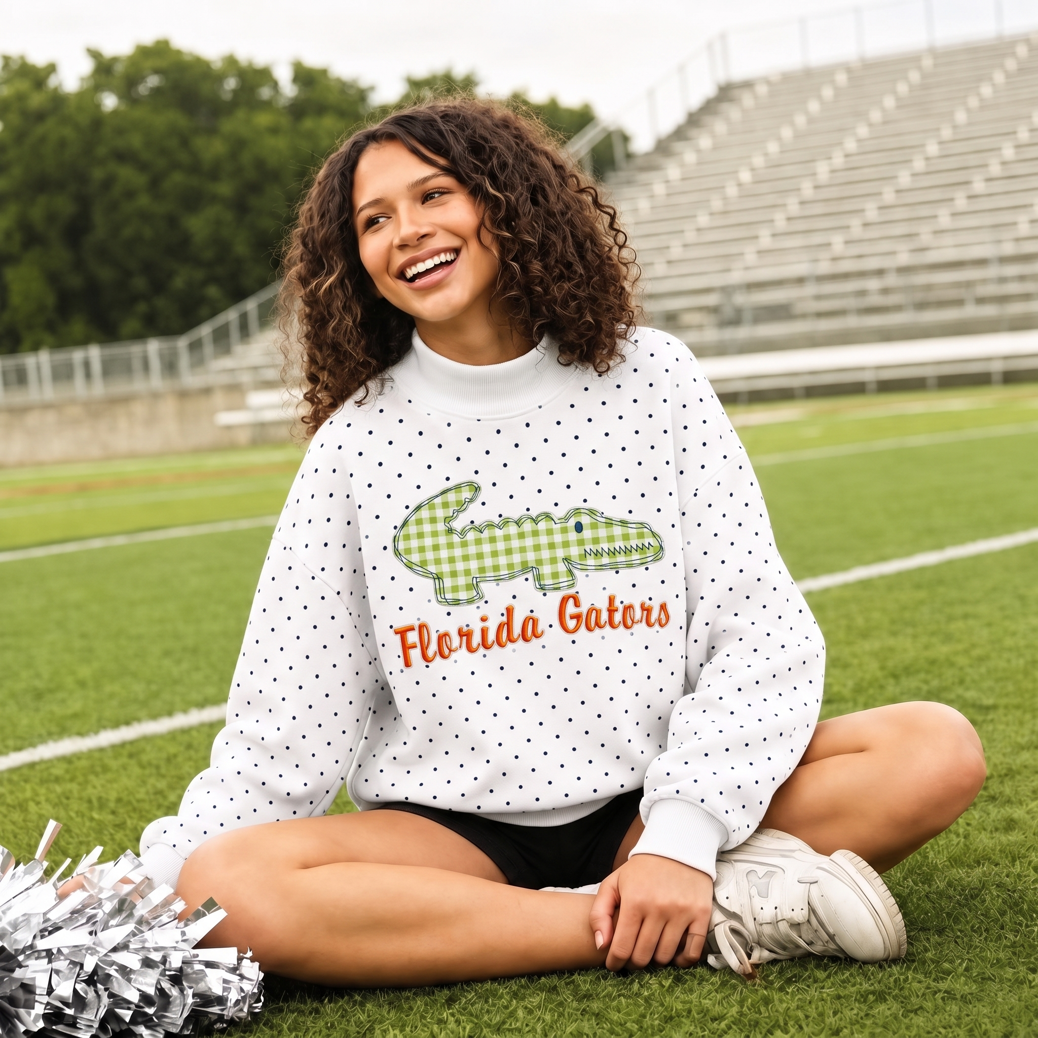 Custom Mascot Applique Patchwork Team Polka Dot Mocknec | Game Day Wear