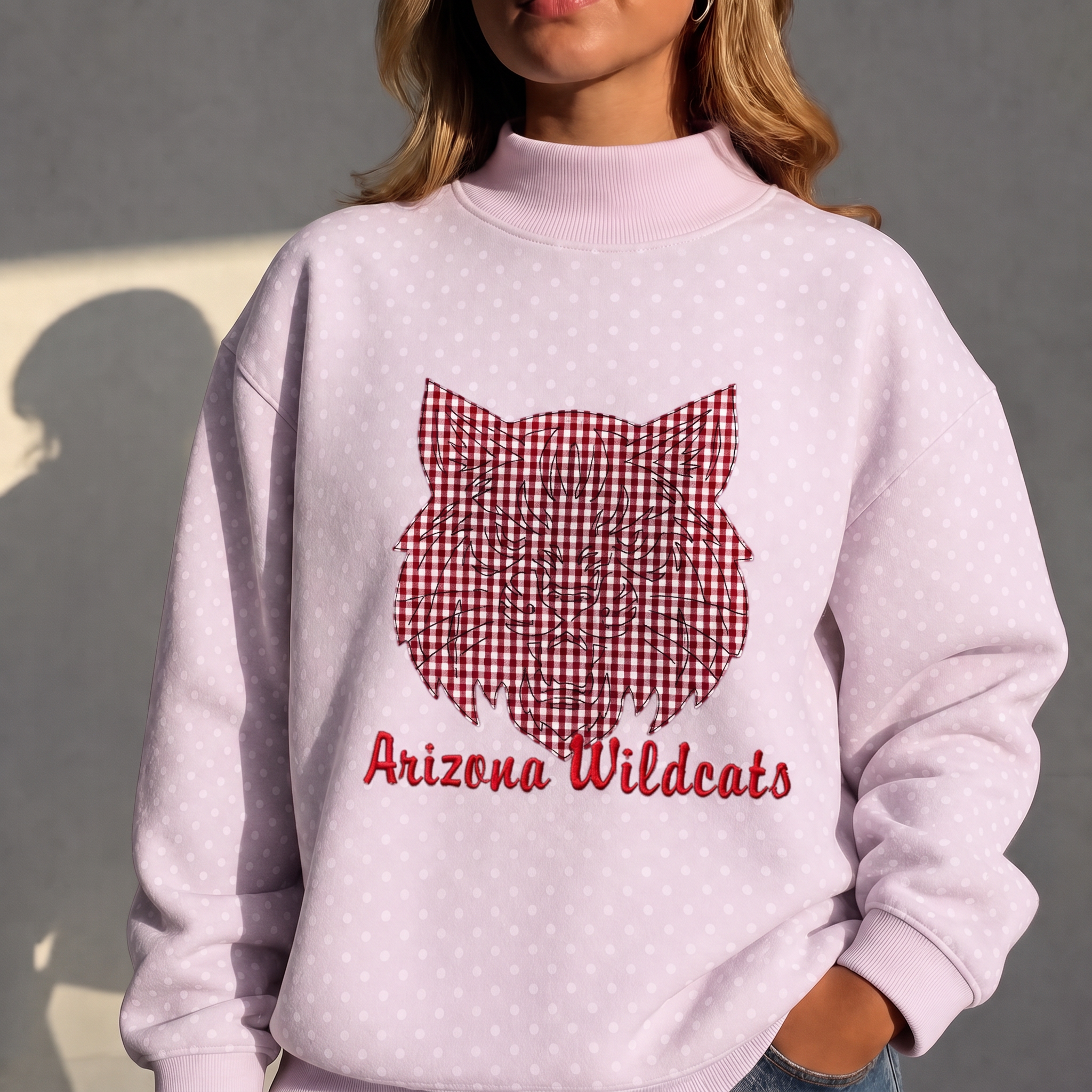 Custom Mascot Applique Patchwork Team Polka Dot Mocknec | Game Day Wear