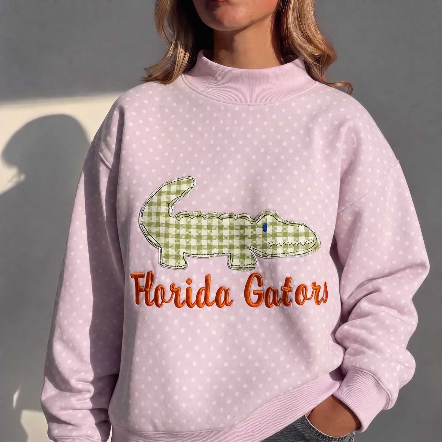 Custom Mascot Applique Patchwork Team Polka Dot Mocknec | Game Day Wear