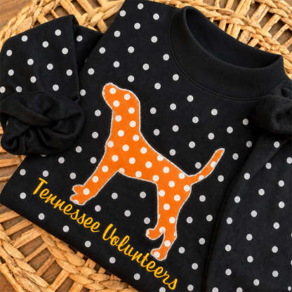 Custom Polka Dot Mock Neck Sweatshirt with Mascot Applique & Side Bow | Game Day Wear