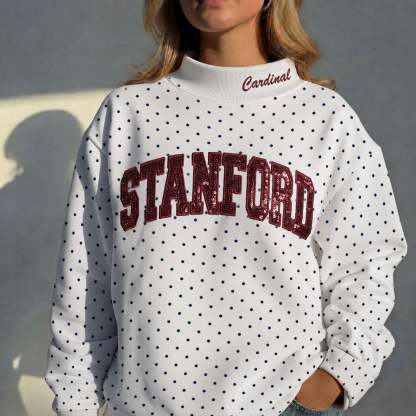 Custom Mockneck Sequin Team Name Polka Dot Mockneck – Stand-up Collar | Gifts for Sports Mom | Game Day Wear