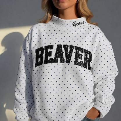 Custom Mockneck Sequin Team Name Polka Dot Mockneck – Stand-up Collar | Gifts for Sports Mom | Game Day Wear