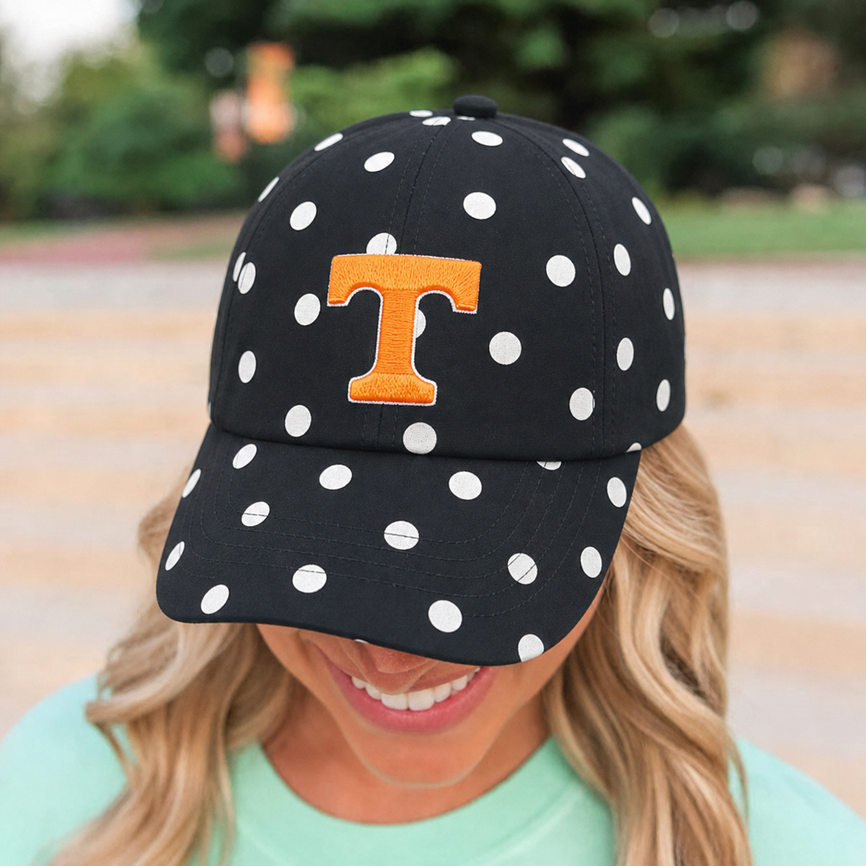 Personalized State Initial Polka Dot Baseball Cap – Custom Letter Game Day Hat | Game Day Wear