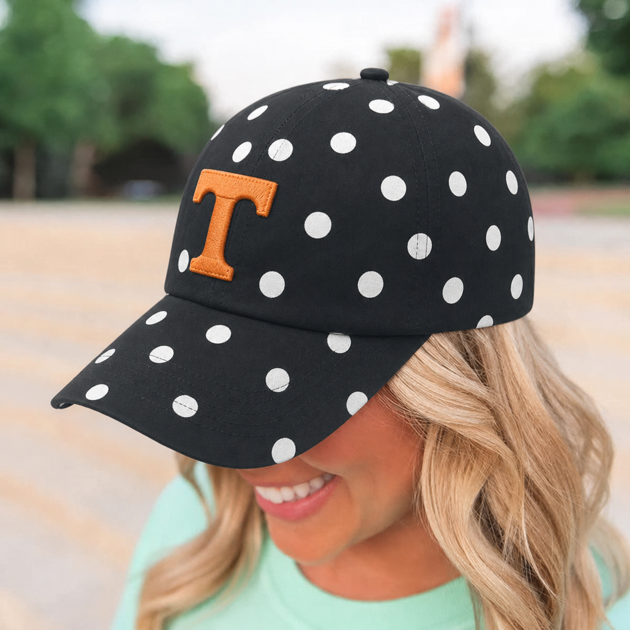 Personalized State Initial Polka Dot Baseball Cap – Custom Letter Game Day Hat | Game Day Wear