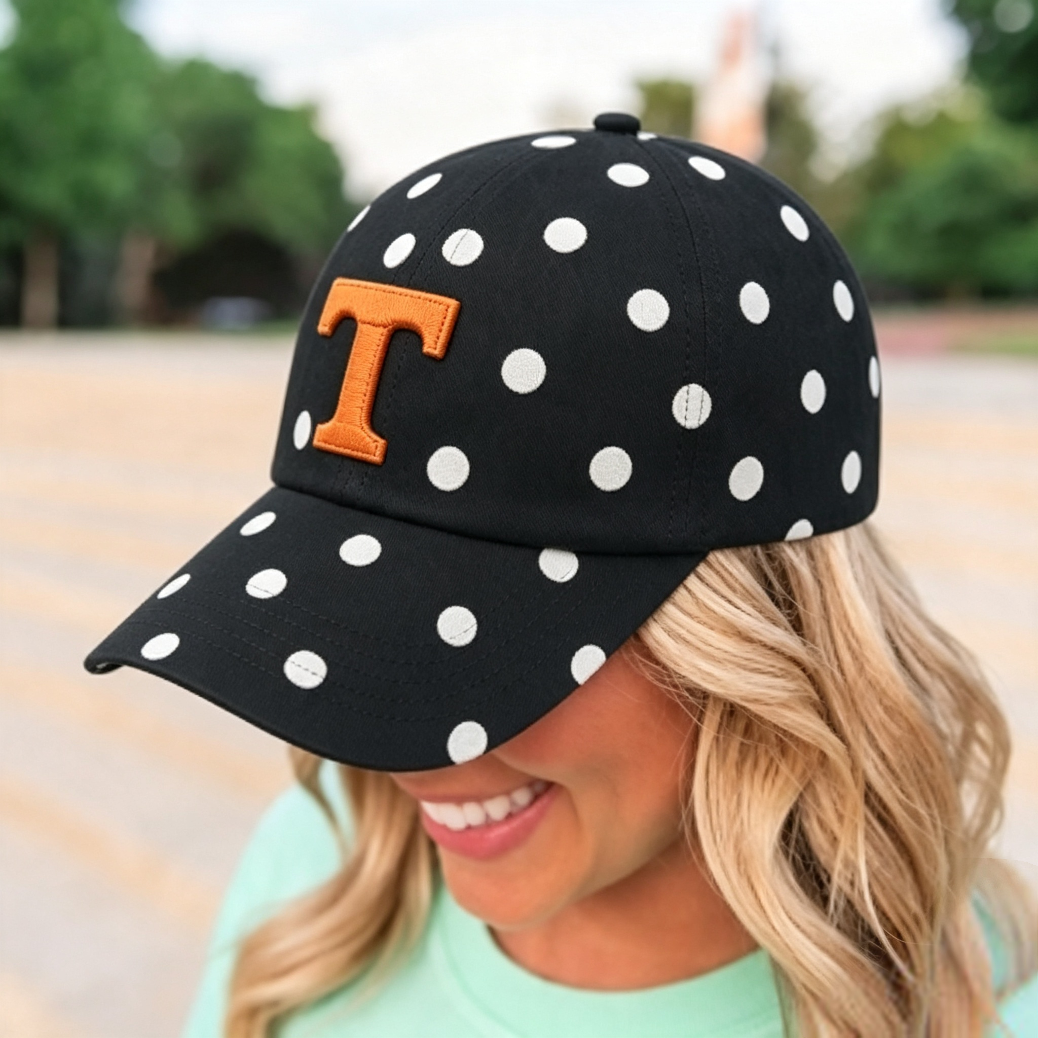 Personalized State Initial Polka Dot Baseball Cap – Custom Letter Game Day Hat | Game Day Wear