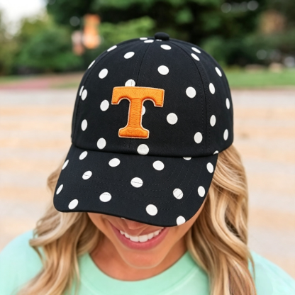 Personalized State Initial Polka Dot Baseball Cap – Custom Letter Game Day Hat | Game Day Wear
