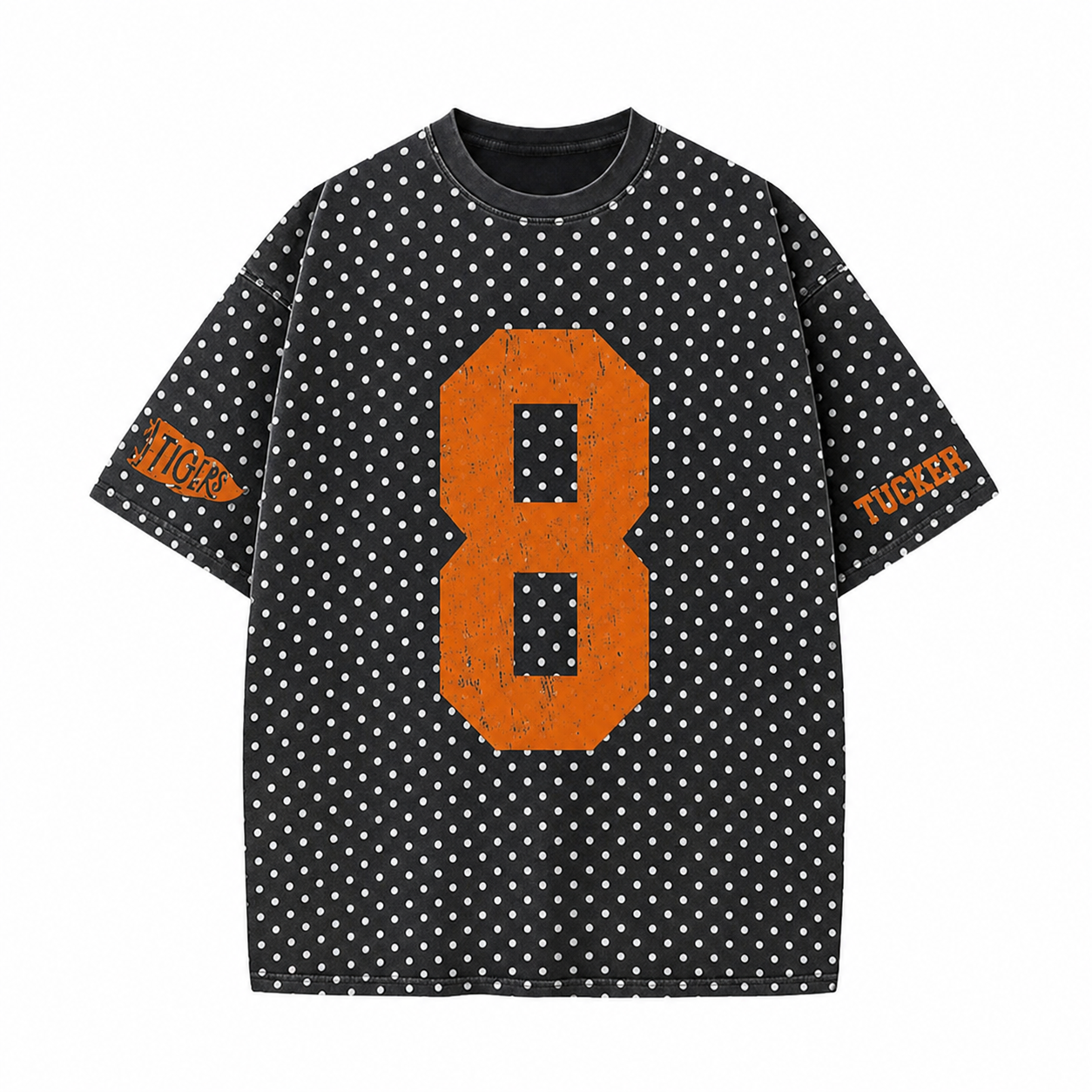 Custom Vintage Varsity Number or Letter Sport Team Polka Dot T-shirt | Game Day Wear