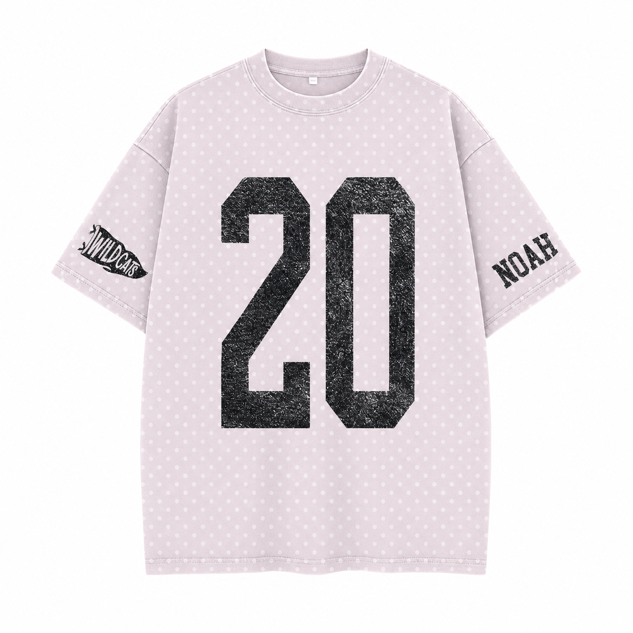 Custom Vintage Varsity Number or Letter Sport Team Polka Dot T-shirt | Game Day Wear