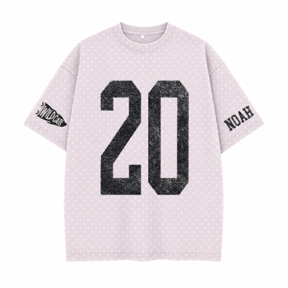 Custom Vintage Varsity Number or Letter Sport Team Polka Dot T-shirt | Game Day Wear