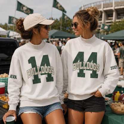 Custom Game Day Mockneck, Personalized Team Name Number Sweater, School Spirit Varsity Sweatshirt, Football Fan Gift