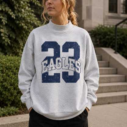 Custom Game Day Mockneck, Personalized Team Name Number Sweater, School Spirit Varsity Sweatshirt, Football Fan Gift