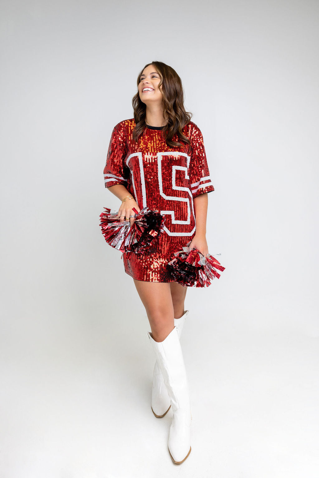 Red Sequin Jersey TShirt Dress