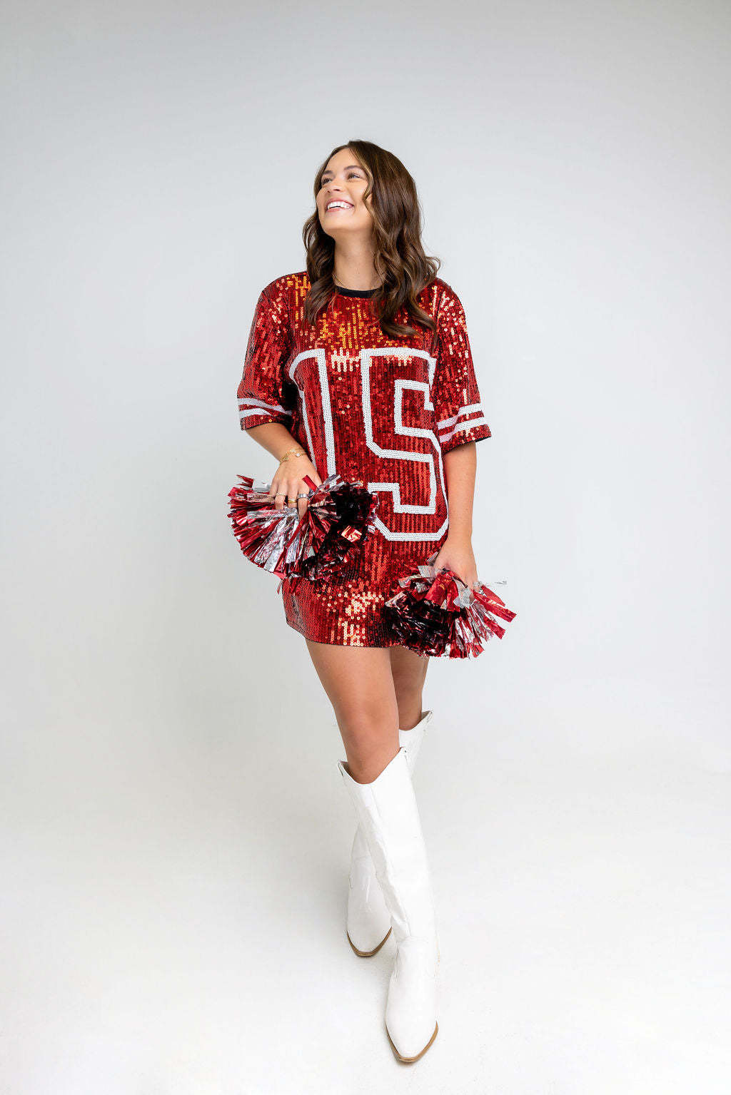 Red Sequin Jersey TShirt Dress