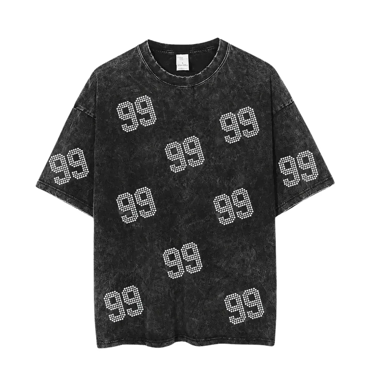 Vintage Washed Game Day T-Shirt, Rhinestone Number Sports Team Spirit Tee 