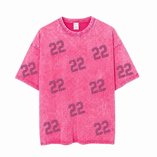 Vintage Washed Game Day T-Shirt, Rhinestone Number Sports Team Spirit Tee 