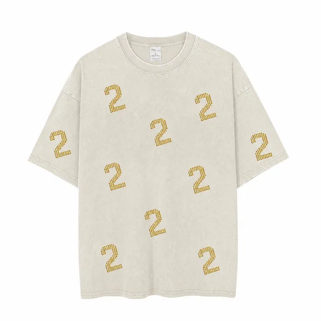 Vintage Washed Game Day T-Shirt, Rhinestone Number Sports Team Spirit Tee 