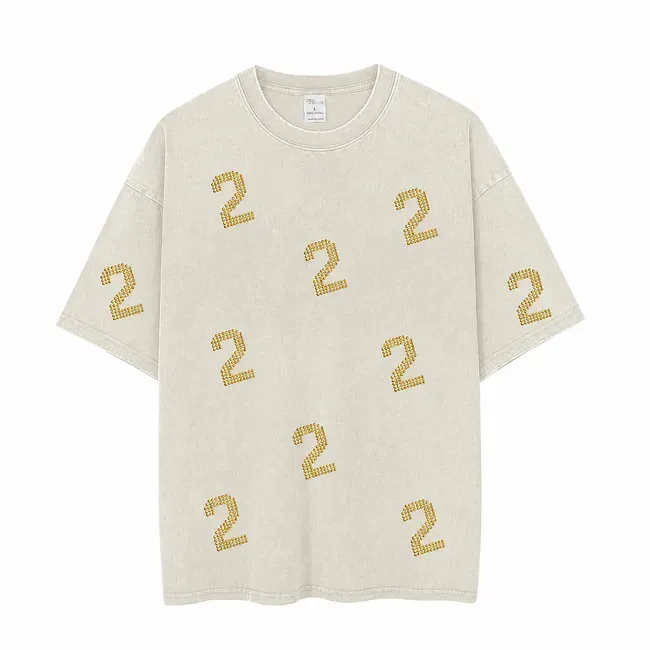 Vintage Washed Game Day T-Shirt, Rhinestone Number Sports Team Spirit Tee 