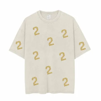 Vintage Washed Game Day T-Shirt, Rhinestone Number Sports Team Spirit Tee 
