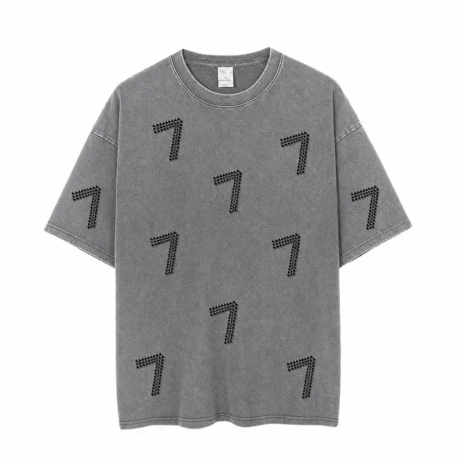 Vintage Washed Game Day T-Shirt, Rhinestone Number Sports Team Spirit Tee 