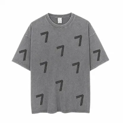 Vintage Washed Game Day T-Shirt, Rhinestone Number Sports Team Spirit Tee 