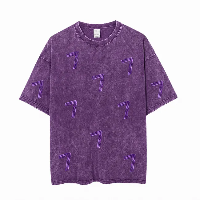 Vintage Washed Game Day T-Shirt, Rhinestone Number Sports Team Spirit Tee 