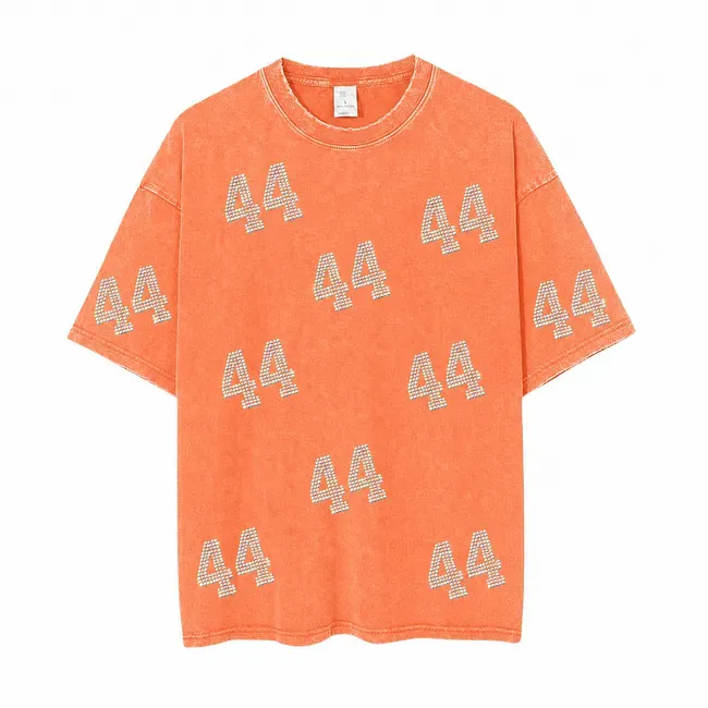 Vintage Washed Game Day T-Shirt, Rhinestone Number Sports Team Spirit Tee 