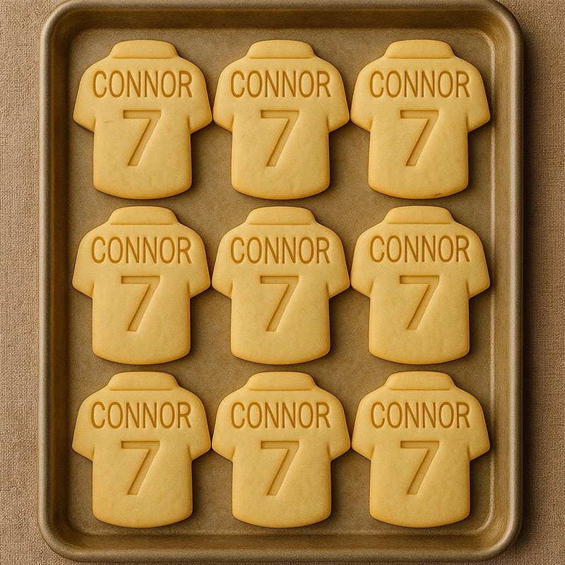 Personalized Soccer Jersey Cookie Cutter with Custom Name and Number Design Team Gift for Kids