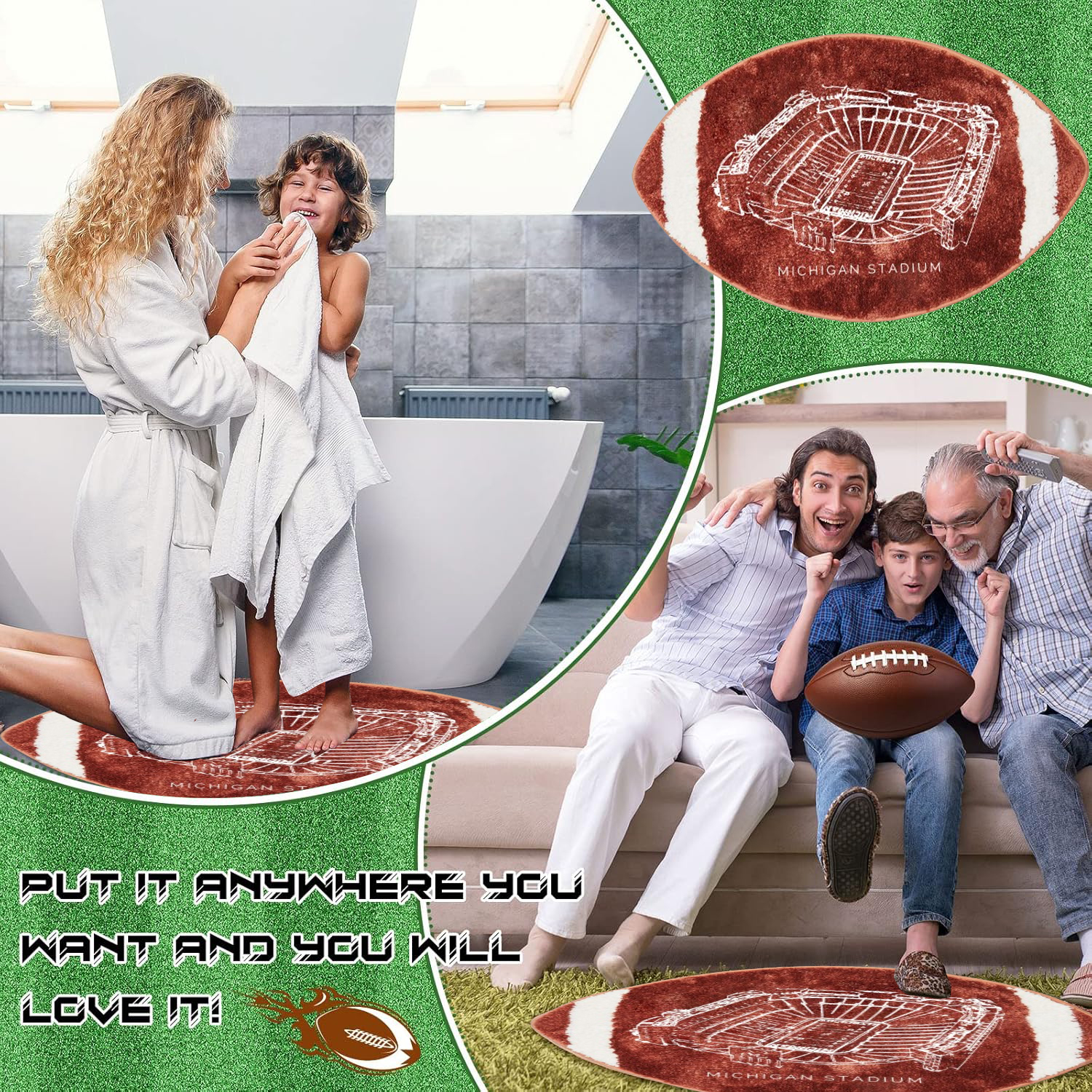 Michigan Football Bathroom Rugs Sports Bath Mat