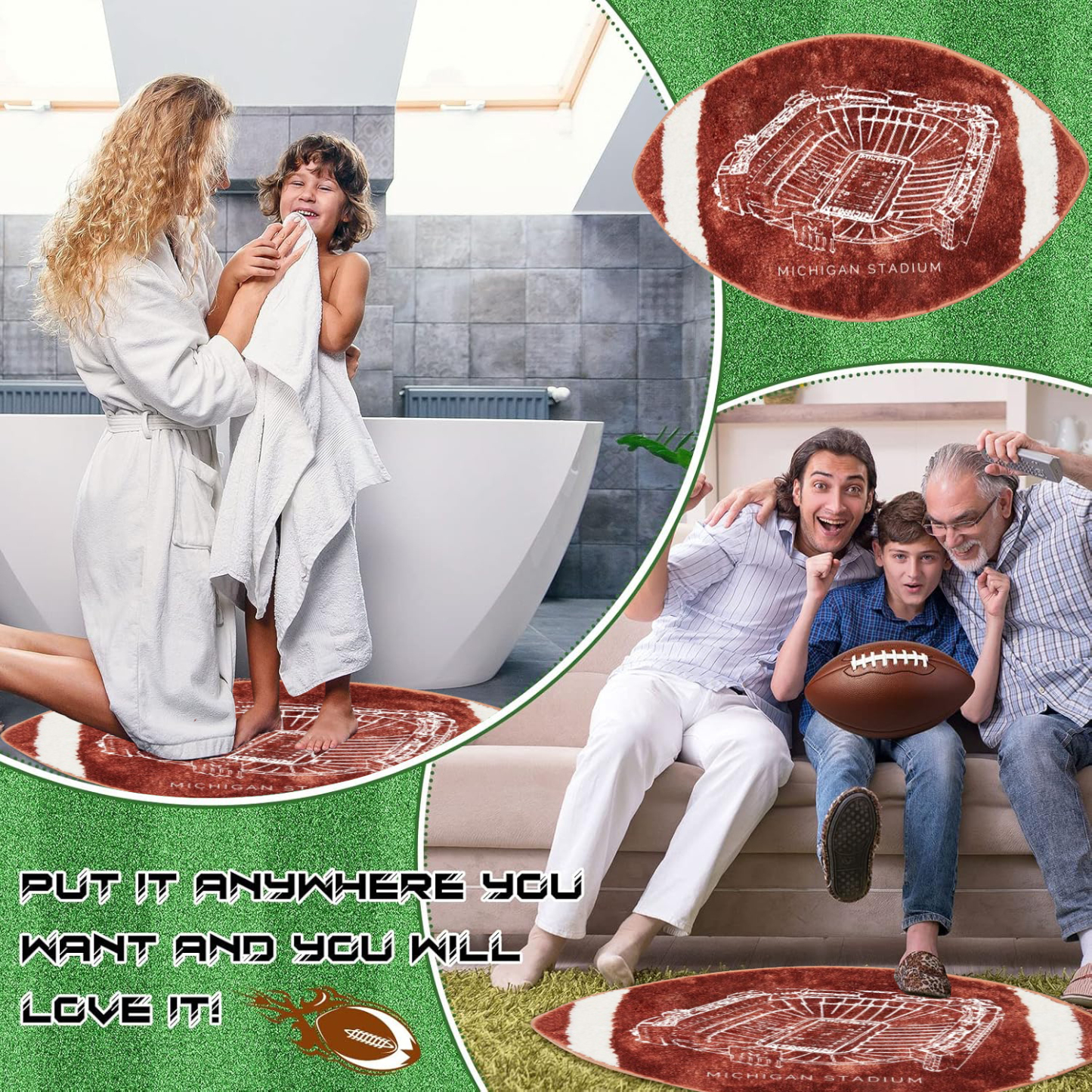 Michigan Football Bathroom Rugs Sports Bath Mat