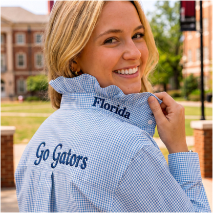 Custom Embroidered Ruffle Collar Team Top-Personalized Game Day Spirit Wear for Football Fans