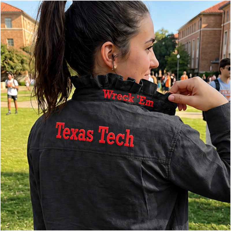 Custom Embroidered Ruffle Collar Team Top-Personalized Game Day Spirit Wear for Football Fans