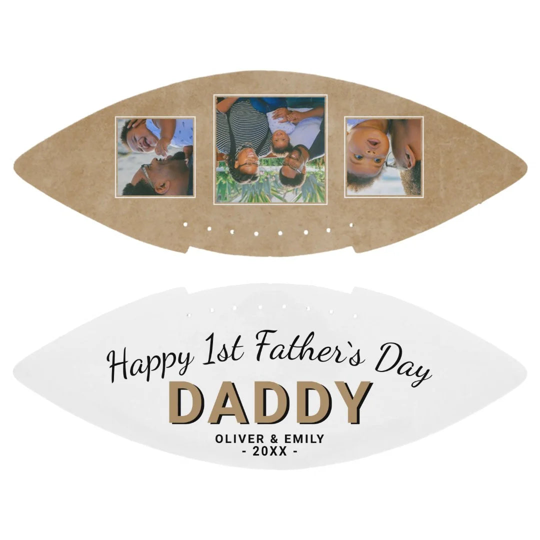 Happy 1st Father`s Day Daddy Keepsake 3 Photo Football