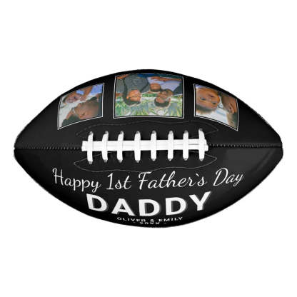 Happy 1st Father`s Day Daddy Keepsake 3 Photo Football