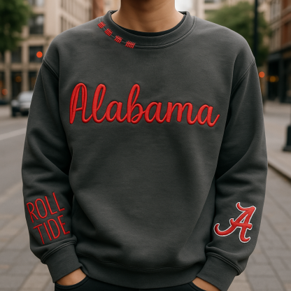 Personalization VINTAGE 3D Embroidery Unisex Hand Distressed Crew