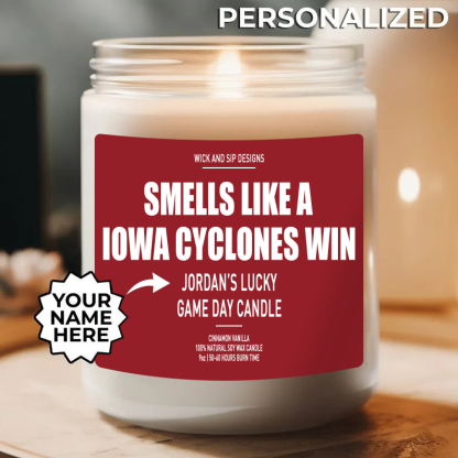 Personalized Smells Like A Iowa State Cyclones Win Candle, Custom Iowa