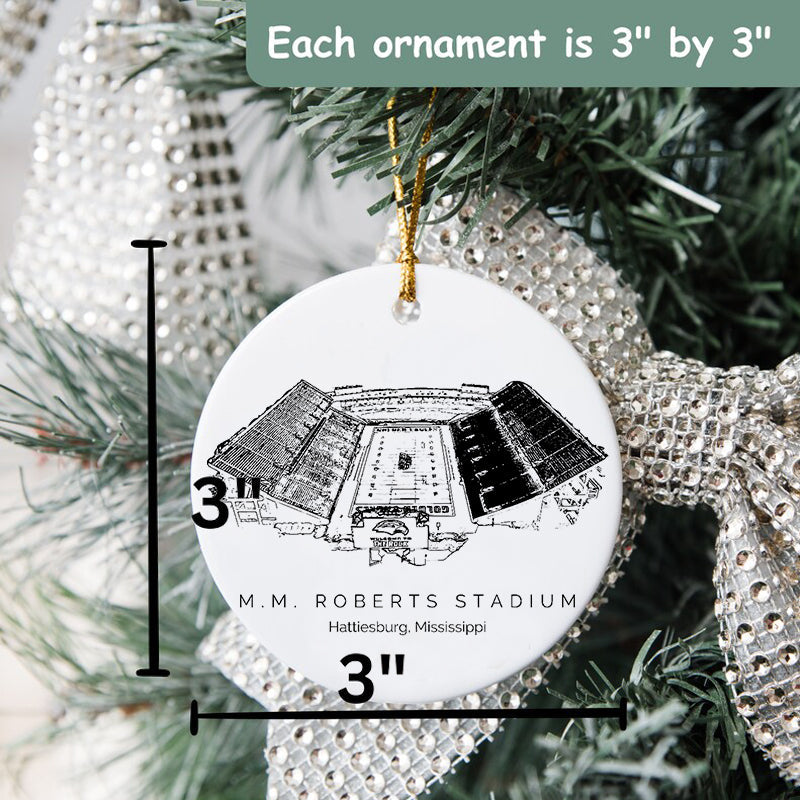M. M. Roberts Stadium College Football Ceramic Christmas Ornament