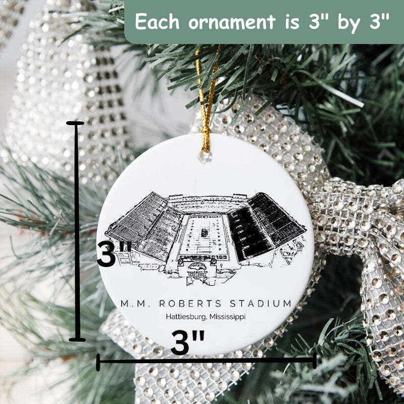M. M. Roberts Stadium College Football Ceramic Christmas Ornament