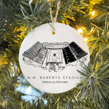 M. M. Roberts Stadium College Football Ceramic Christmas Ornament