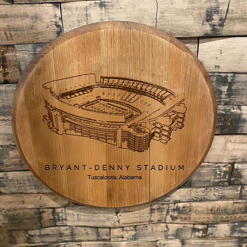 Bryant-Denny Stadium Laser-Engraved Barrel Heads